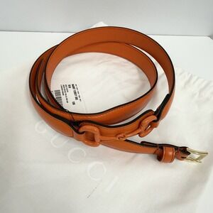 Gucci Leather Horsebit Belt Orange NWT Azalea Michele Sleeper Bag Size 105